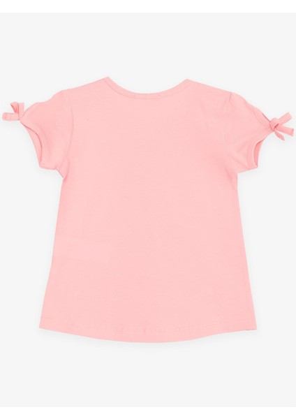 Kız Çocuk Tişört Dansçı Kız Baskılı Pullu 2-6 Yaş, Pembe