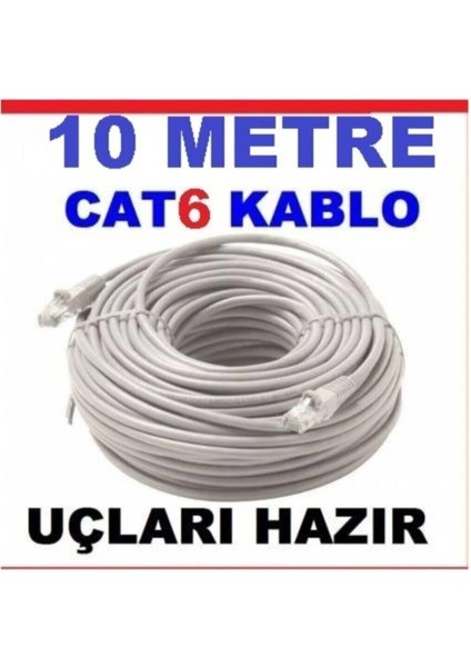 10 Metre Internet Kablosu Kalın Bakır Cat6 Network Kablo