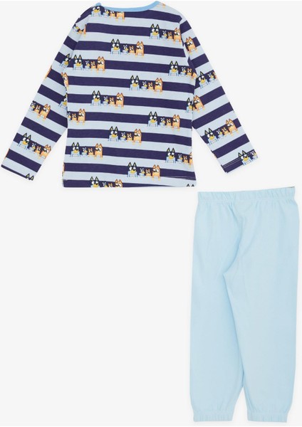 Champs Active Erkek Bebek Pijama Takımı Sevimli Köpekcikler Desenli Şeritli 9 Ay-3 Yaş, Mavi