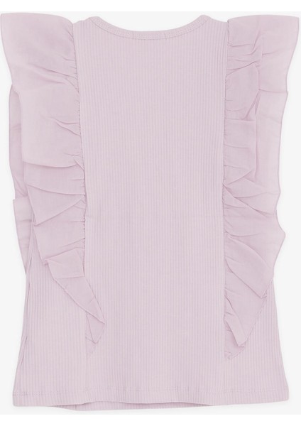 Kız Çocuk Tişört Fitilli Fırfırlı 6-12 Yaş, Lila fiyatları