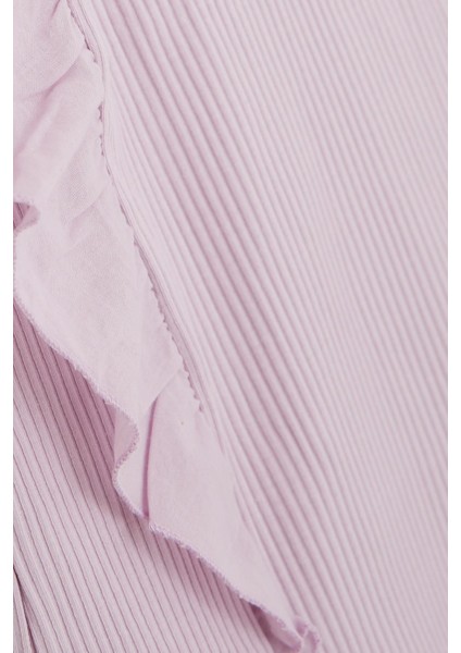 Kız Çocuk Tişört Fitilli Fırfırlı 6-12 Yaş, Lila fırsatları