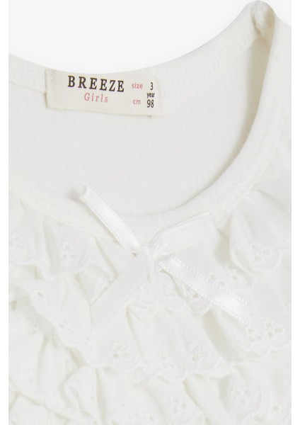Kız Çocuk Bluz Güpürlü Fiyonklu 3-8 Yaş, Ekru modelleri