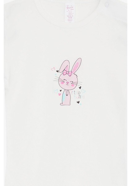 Kız Bebek Çıtçıtlı Zıbın Body Küçük Tavşancık Baskılı 9 Ay-3 Yaş, Ekru modelleri