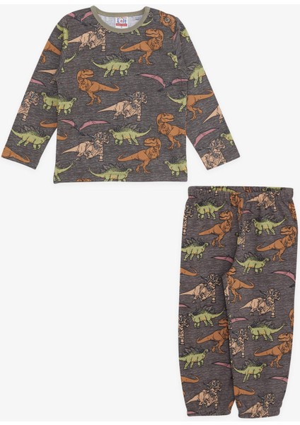 Girls & Boys Erkek Bebek Pijama Takımı Dinozor Desenli 9 Ay-3 Yaş, Antrasit