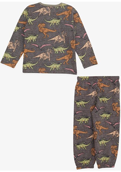 Girls & Boys Erkek Bebek Pijama Takımı Dinozor Desenli 9 Ay-3 Yaş, Antrasit