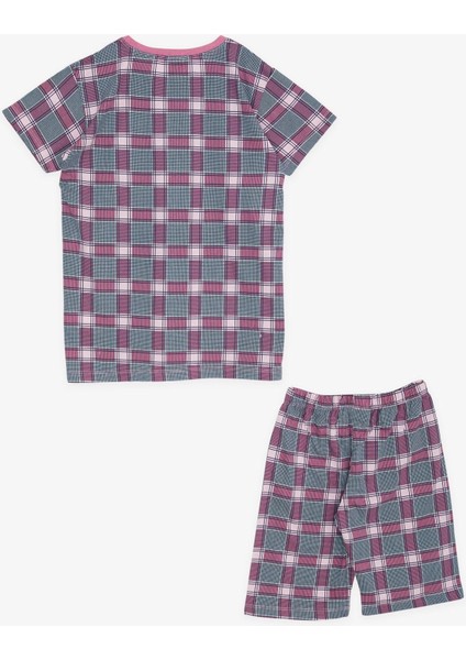 Kız Çocuk Şortlu Pijama Takımı Ekose Desenli 10-14 Yaş, Karışık Renk