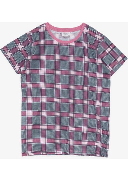 Kız Çocuk Şortlu Pijama Takımı Ekose Desenli 10-14 Yaş, Karışık Renk