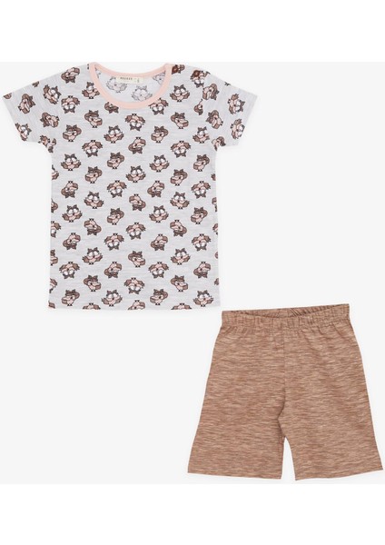 Girls & Boys Kız Bebek Pijama Takımı Şaşkın Baykuş Desenli 9 Ay-3 Yaş, Bej Melanj