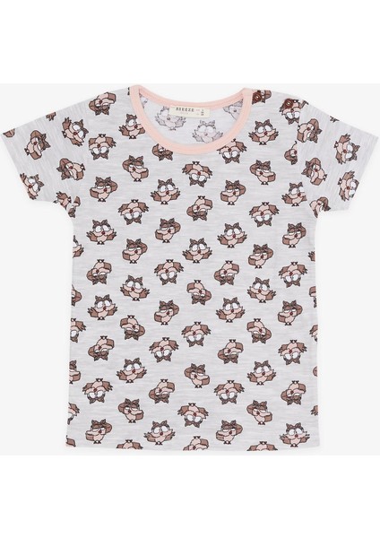 Girls & Boys Kız Bebek Pijama Takımı Şaşkın Baykuş Desenli 9 Ay-3 Yaş, Bej Melanj