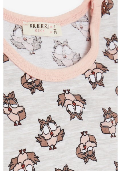 Girls & Boys Kız Bebek Pijama Takımı Şaşkın Baykuş Desenli 9 Ay-3 Yaş, Bej Melanj