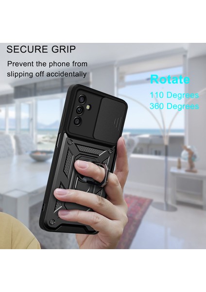 Samsung Galaxy M13 Kılıf Lens Sürgülü Yüzüklü Tank Silikon Pars modelleri