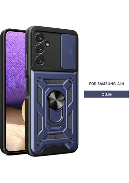 Samsung Galaxy A14 Kılıf Lens Sürgülü Yüzüklü Tank Silikon Pars