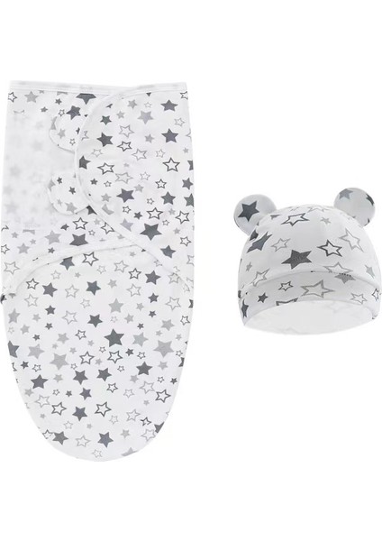 Organik Pamuk Bebek Kundak Şapka Seti - Beyaz (Yurt Dışından)