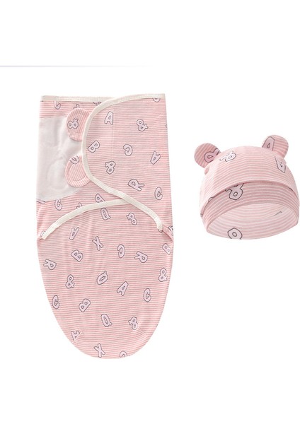 Organik Pamuk Bebek Kundak Şapka Seti - Pembe (Yurt Dışından)