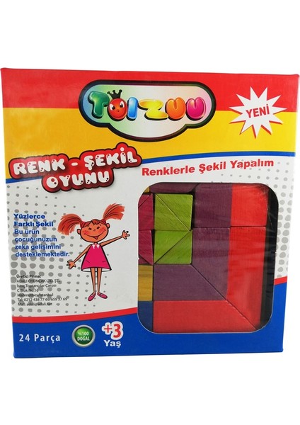 Eğitici Ahşap Oyuncak 24 Parça Ahşap Renk-Şekil Oyunu fırsatları