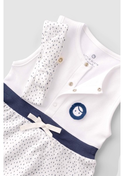 Organik Pamuk Bebek Elbisesi ve Saç Bandı Takımı Damla Desenli fiyatları