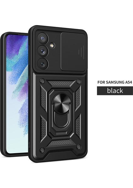 Samsung Galaxy A54 Kılıf Lens Sürgülü Yüzüklü Tank Silikon Pars