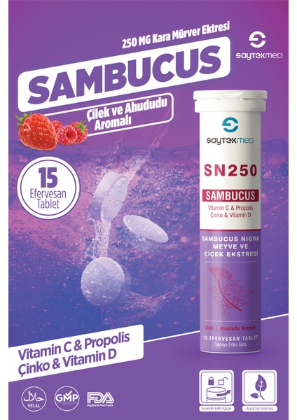 Sn 250 - Kara Mürver Ekstresi - Vitamin C - Propolis - Çinko ve Vitamin D İçeren Takviye Edici Gıda