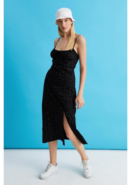 Ince Askılı Poplin Elbise (B22-23200)