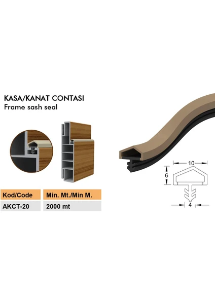 Ahşap Kapı Contası Ahşap Kapı Fitili Siyah 6 Metre