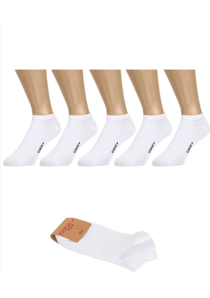 Ozzy Socks 5 Çift Dikişsiz Pamuklu Beyaz Unisex Patik Çorap Yazlık Dayanıklı Topuk ve Burun