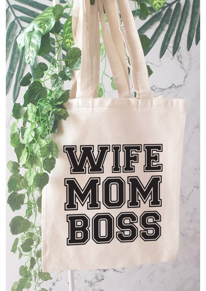 Wife Mom Boss Yazılı , Eş Anne Patron Omuz Çantası