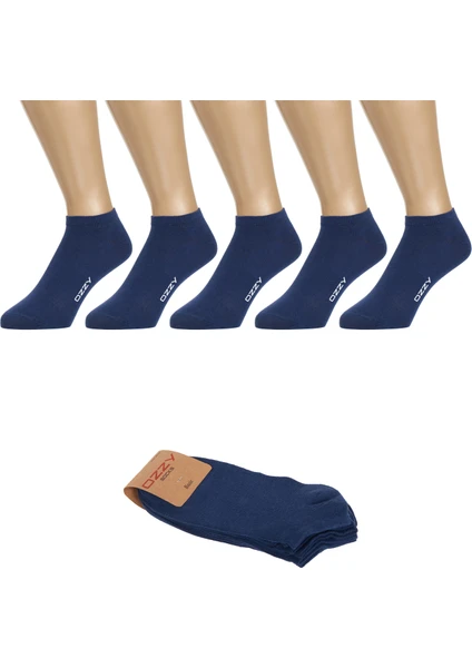 Ozzy Socks 5 Çift Dikişsiz Pamuklu Lacivert Unisex Patik Çorap Yazlık Dayanıklı Topuk ve Burun