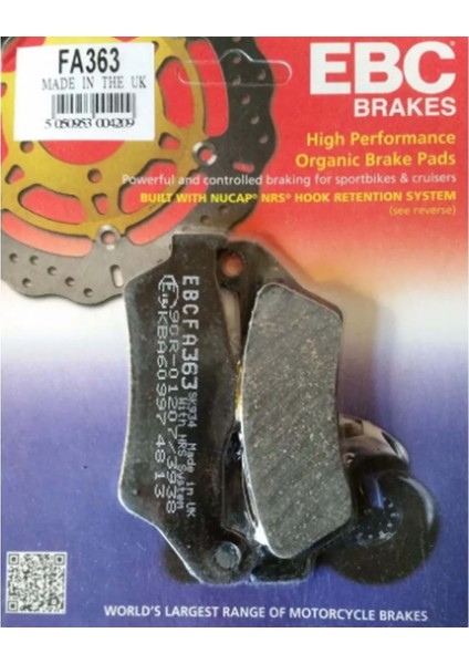 FA363 Ebc Bmw R1100,R1150 Gs , F800R , R850 Arka Fren Balatası