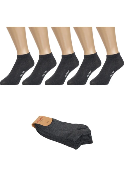 Ozzy Socks 5 Çift Dikişsiz Pamuklu Antrasit Unisex Patik Çorap Yazlık Dayanıklı Topuk ve Burun