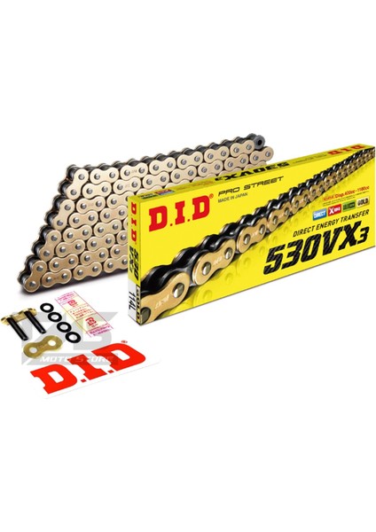 Dıd 530VX3-114 Link Gold Zincir (X-RİNG)YZFR6-MT10SP-TIGER-GSX-R