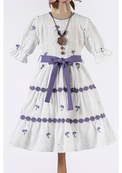 Kuşaklı Fisto Kumaş Kız Çocuk Elbise