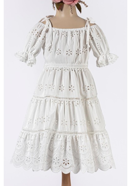 Balon Kollu Fisto Kumaş Kız Çocuk Elbise