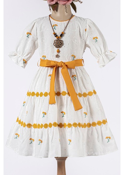 Kuşaklı Fisto Kumaş Kız Çocuk Elbise