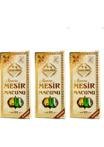 3 'lü Mesir Macunu Glikozsuz 3x5 Adet Çubuk 315 gr
