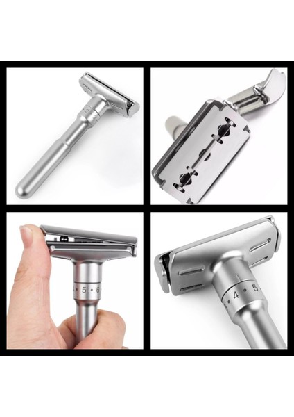 Shave Q7 Full Metal Manuel Tıraş Makinesi + F10 Fırça + Kase + 5 Adet Platinum Jilet