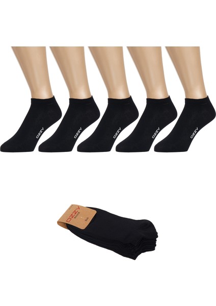 Ozzy Socks 5 Çift Dikişsiz Pamuklu Siyah Unisex Patik Çorap Yazlık Dayanıklı Topuk ve Burun