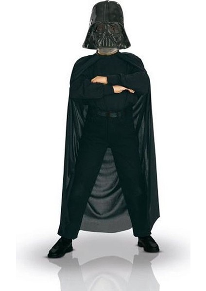 Çocuk Boy Yıldız Savaşları Star Wars Darth Vadet Maskesi ve 90 cm Pelerin Seti Siyah