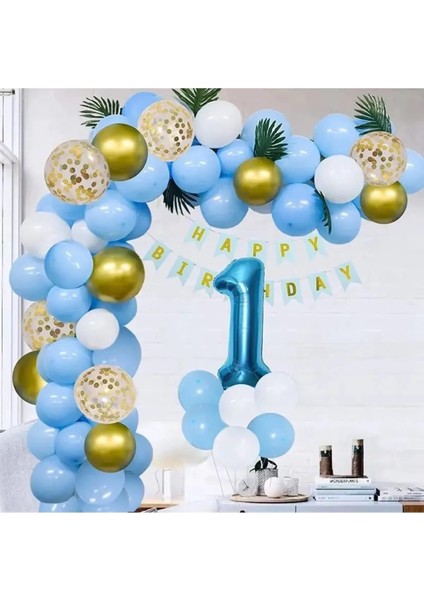 Gölge Altın Balon Dekorasyon 1 Yaş Balon Zinciri Seti Doğum Günü Parti Seti