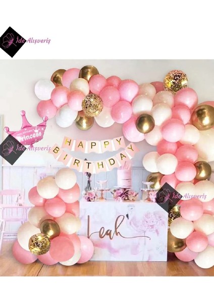 Gölge Altın Balon Dekorasyon 1 Yaş Balon Zinciri Seti Doğum Günü Parti Seti