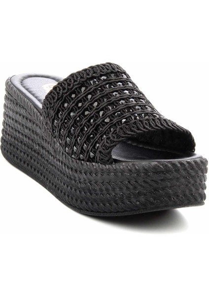 Siyah Örgü Kadın Terlik K04566771116 modelleri