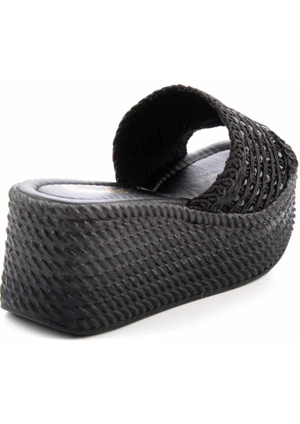 Siyah Örgü Kadın Terlik K04566771116 fırsatları