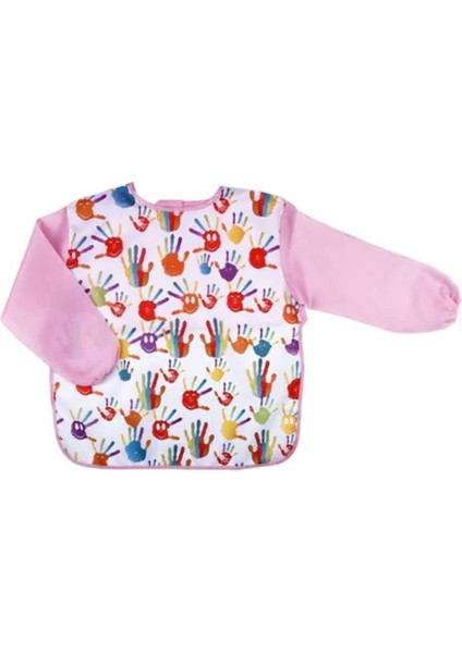 Boyama Önlüğü Büyük Boy Pembe Renkli Desenli NC-4108 Çocuklar İçin