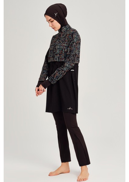 Esila Tatil Tema Desenli Jileli Tam Tesettür Mayo Üstü modelleri