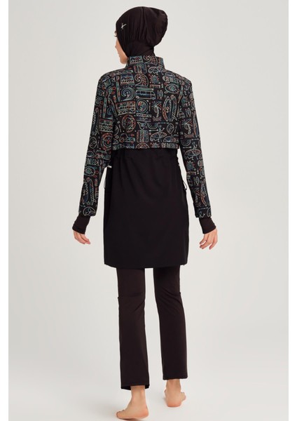 Esila Tatil Tema Desenli Jileli Tam Tesettür Mayo Üstü fırsatları