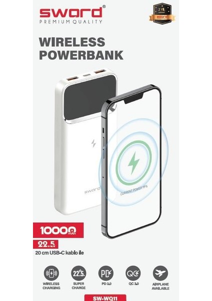 Powerbank 10000 Mah SW-WQ11 Beyaz