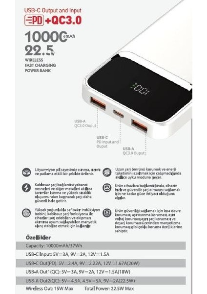 Powerbank 10000 Mah SW-WQ11 Beyaz