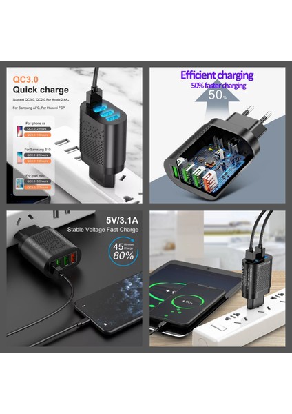 Z5 Çoklu Şarj Adaptörü + J8 Type-C 90 Derece 5A/100W Şarj Kablosu -2mt