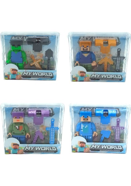 PopŞeker Minecraft LEGO Figürleri 4'lü Set Minecraft Karakterleri