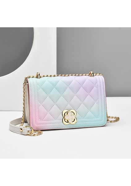 Kadın Çantası 2023 Yeni Moda Küçük Koku Eşkenar Dörtgen Zincir Çanta Moda High-End Trend Basit Mizaç Kadın Omuzdan Askili Çanta (Yurt Dışından)