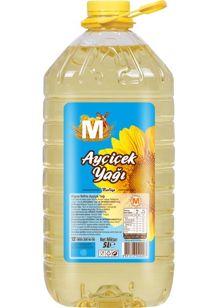 Ayçiçek Yağı 5 L Köşeli Pet